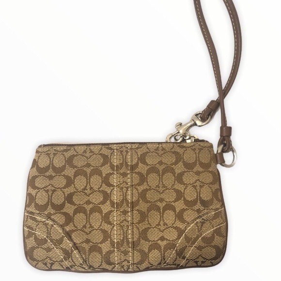 Coach brown khaki signature c wristlet bag - Picture 1 of 10